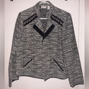 Chico's Fashion Black and White Jacket Size 2 (L)